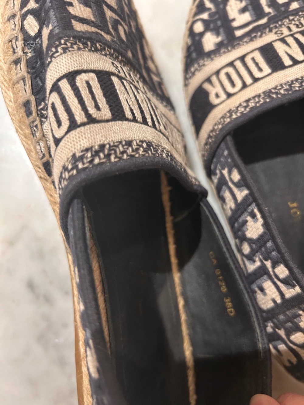 Dior Navy and Beige Canvas Espadrilles - Christian Dior - Picture 4 of 6